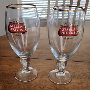 Stella Artois Gold Rimmed Beer Glass Set